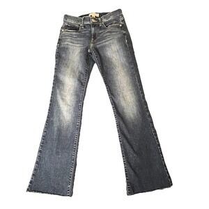 Lucky Brand Jeans Womens 4/27 R Sweet Mid Rise Boot Wash Blue Denim Pant Raw Hem
